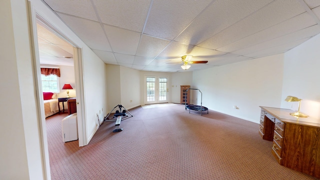 4119 Azalea Ct, Morristown, TN 37814 - workout room with carpet floors, a ceiling fan, healthy amount of natural light, a paneled ceiling, and baseboards