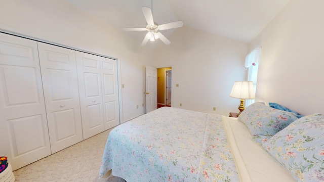 4119 Azalea Ct, Morristown, TN 37814 - bedroom with carpet, a closet, a ceiling fan, and high vaulted ceiling