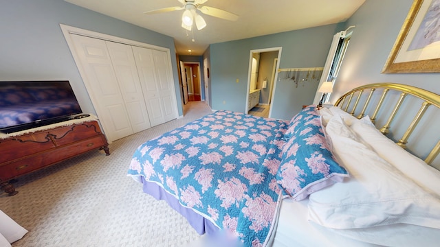 4119 Azalea Ct, Morristown, TN 37814 - bedroom with carpet, a closet, a ceiling fan, and ensuite bathroom