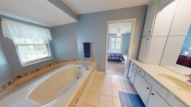 4119 Azalea Ct, Morristown, TN 37814 - bathroom with ensuite bath, a garden tub, vanity, tile patterned flooring, and baseboards