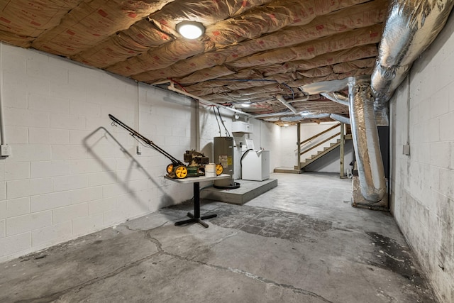 329 Shady Glen Ln, Rutledge, TN 37861 - unfinished basement featuring water heater, stairs, and concrete block wall