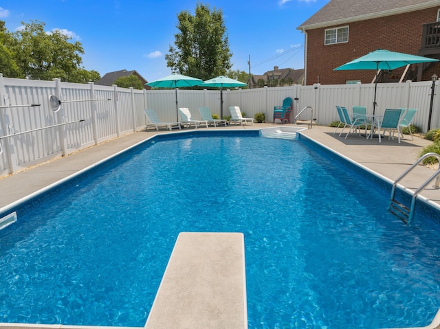 4705 E Hampton Blvd, Morristown, TN 37813 - view of swimming pool featuring a patio area, a fenced backyard, and a diving board