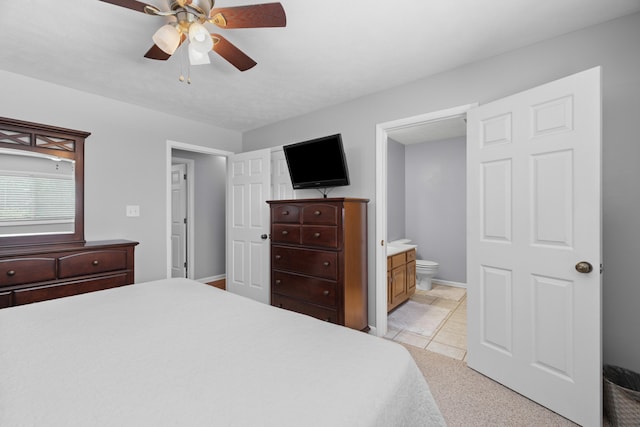 4705 E Hampton Blvd, Morristown, TN 37813 - bedroom with ensuite bathroom, a ceiling fan, and light carpet