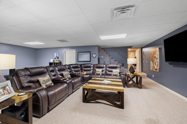 4705 E Hampton Blvd, Morristown, TN 37813 - living room with carpet flooring, a drop ceiling, and baseboards