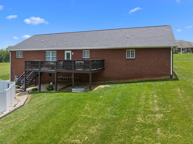4705 E Hampton Blvd, Morristown, TN 37813 - rear view of property with a wooden deck, brick siding, stairs, and a shingled roof