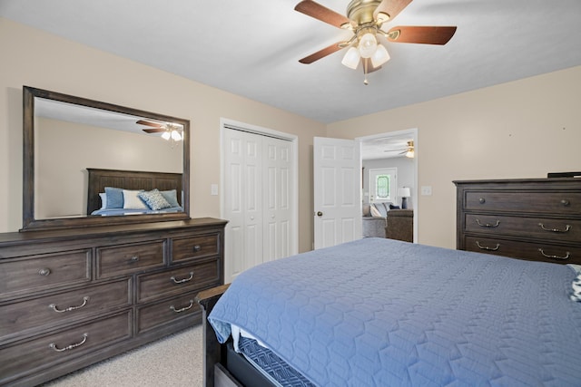 4705 E Hampton Blvd, Morristown, TN 37813 - bedroom featuring light carpet, a closet, and a ceiling fan