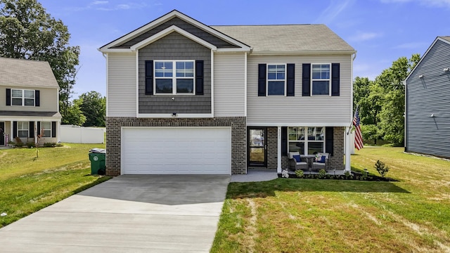 5021 Cottonseed Way, Morristown, TN 37813 - craftsman-style home with brick siding, concrete driveway, a garage, and a porch