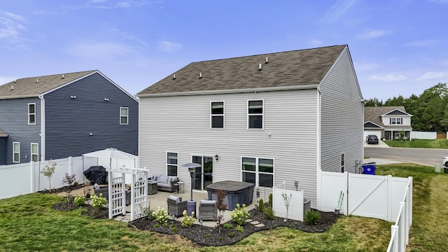5021 Cottonseed Way, Morristown, TN 37813 - rear view of property featuring a gate, an outdoor living space, a fenced backyard, and a patio area