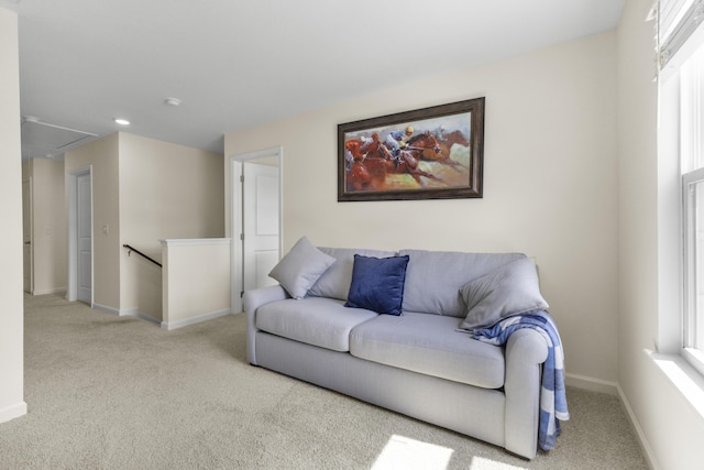 5021 Cottonseed Way, Morristown, TN 37813 - living room featuring attic access, carpet floors, and recessed lighting