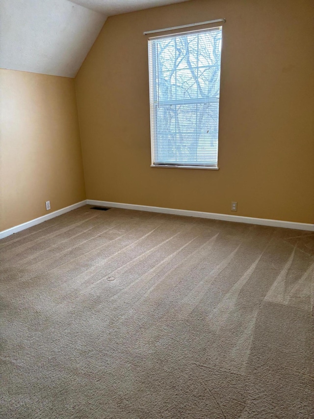 bonus room featuring vaulted ceiling and carpet