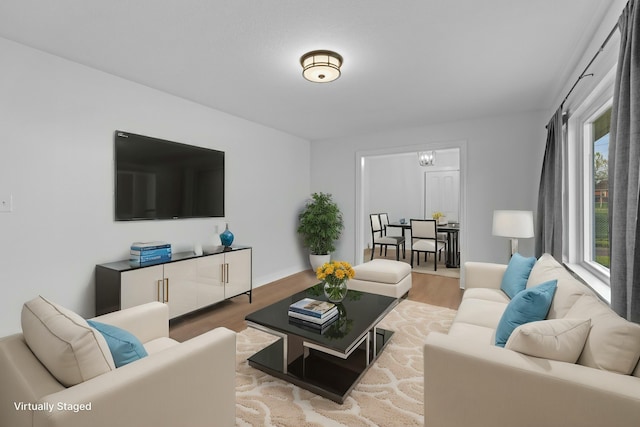 living area with wood finished floors