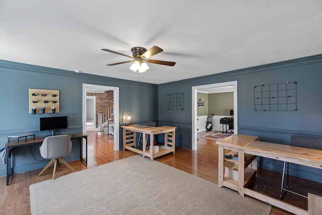 45 Link Hills Cir, Greeneville, TN 37743 - office space with crown molding, ceiling fan, wood finished floors, and baseboards