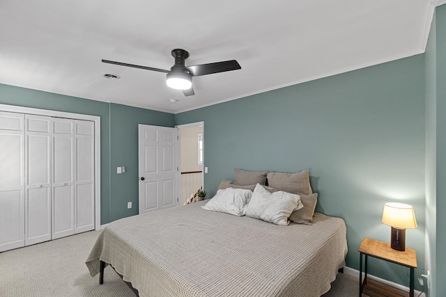 45 Link Hills Cir, Greeneville, TN 37743 - carpeted bedroom featuring ceiling fan, baseboards, and a closet