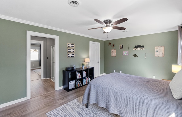 45 Link Hills Cir, Greeneville, TN 37743 - bedroom featuring wood finished floors, baseboards, crown molding, and a ceiling fan