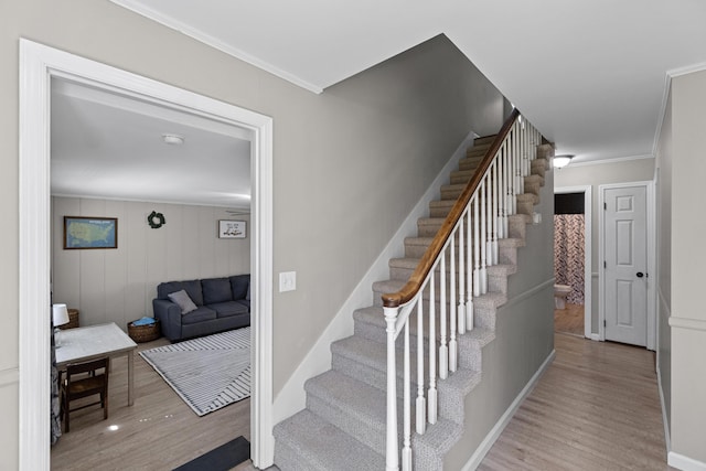 45 Link Hills Cir, Greeneville, TN 37743 - stairs featuring wood finished floors, ornamental molding, and baseboards