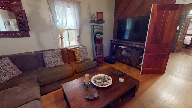 living room with light hardwood / wood-style floors