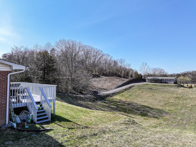 1554 Old Parrotsville Hwy, Parrottsville, TN 37843 - view of green lawn with a wooden deck and stairway