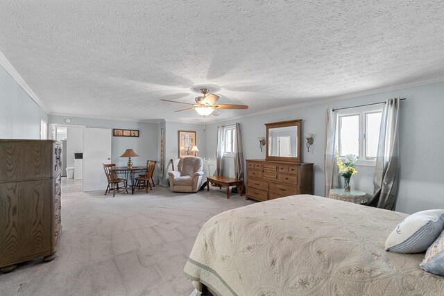 1554 Old Parrotsville Hwy, Parrottsville, TN 37843 - carpeted bedroom featuring crown molding, multiple windows, a ceiling fan, and a textured ceiling