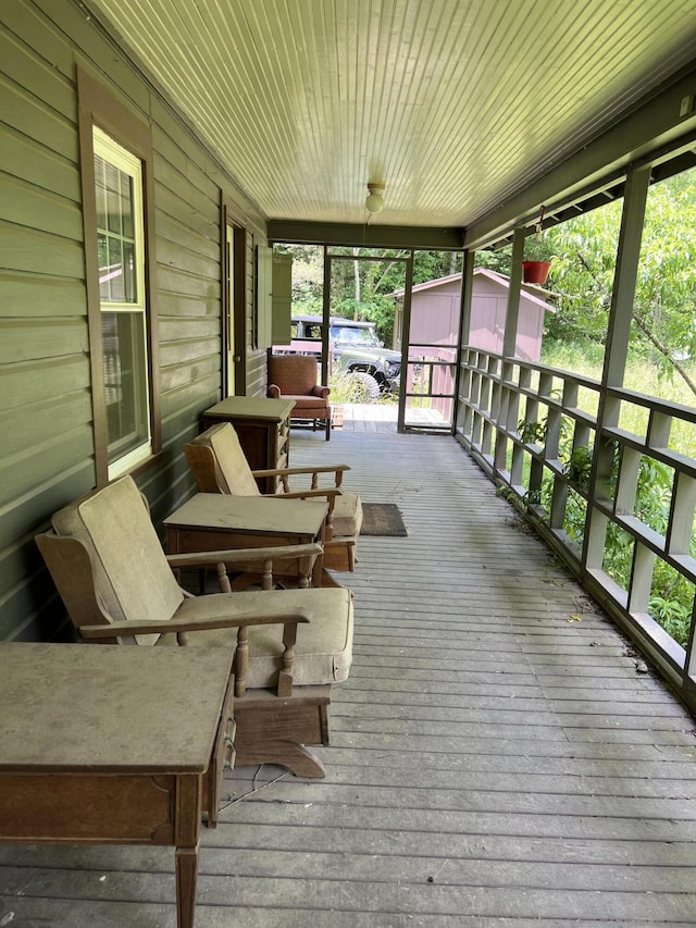 deck with covered porch