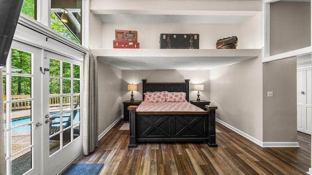 1115 Old Cartertown Rd, Road, Gatlinburg, TN 37738 - bedroom featuring dark wood-style flooring, baseboards, and french doors