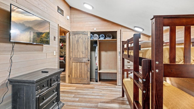 1115 Old Cartertown Rd, Road, Gatlinburg, TN 37738 - interior space featuring wood walls, wood finished floors, and vaulted ceiling
