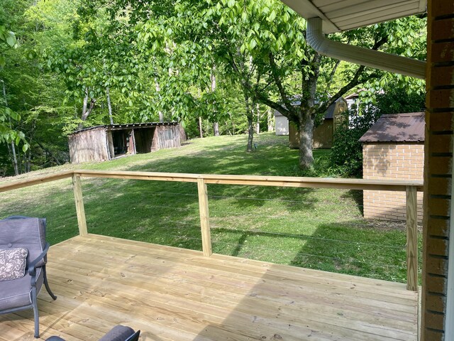4124 Big Creek Rd, Hartford, TN 37753 - wooden deck featuring a lawn