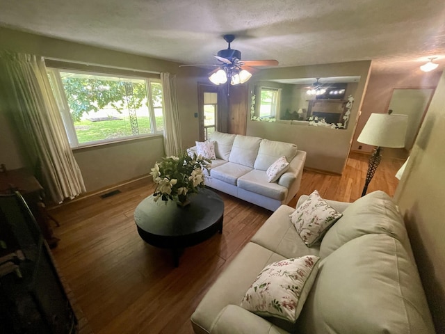 4124 Big Creek Rd, Hartford, TN 37753 - living area with wood finished floors, ceiling fan, and baseboards