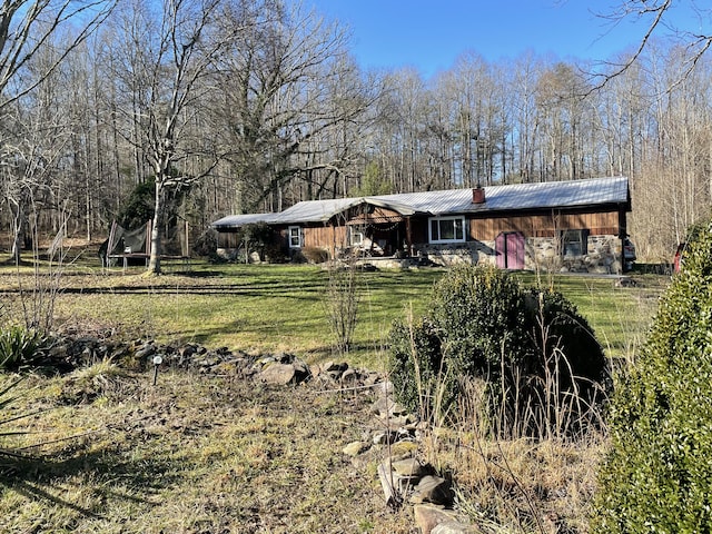 view of yard with a trampoline