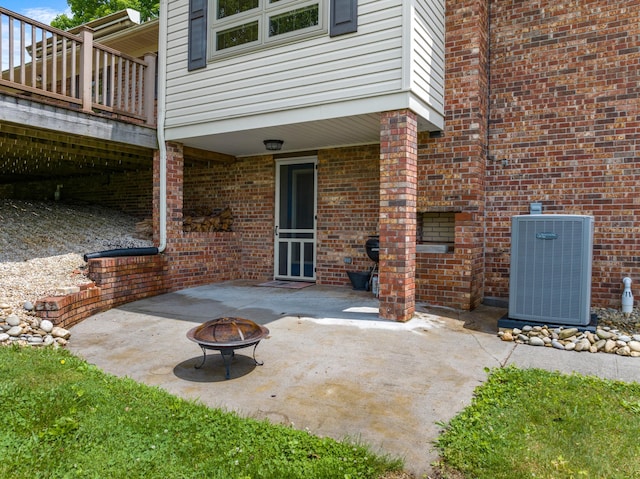 1327 Clinch View Cir, Jefferson City, TN 37760 - view of patio / terrace with central AC and an outdoor fire pit