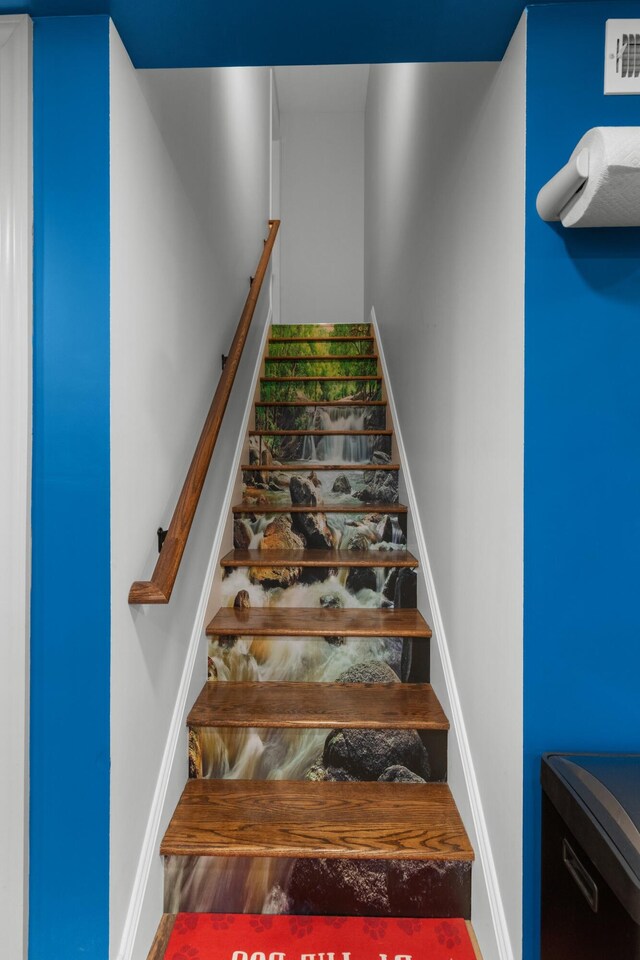 1327 Clinch View Cir, Jefferson City, TN 37760 - stairs with baseboards and wood finished floors