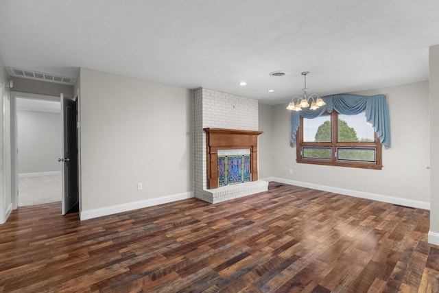 1327 Clinch View Cir, Jefferson City, TN 37760 - unfurnished living room with dark wood-type flooring, baseboards, a chandelier, and recessed lighting