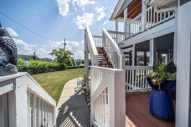1662 Canal Ln, Dandridge, TN 37725 - wooden deck with stairs and a yard