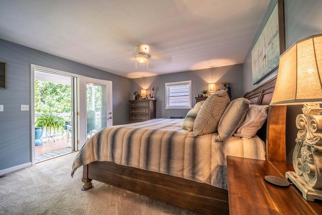 1662 Canal Ln, Dandridge, TN 37725 - bedroom with access to exterior, carpet, multiple windows, and a ceiling fan