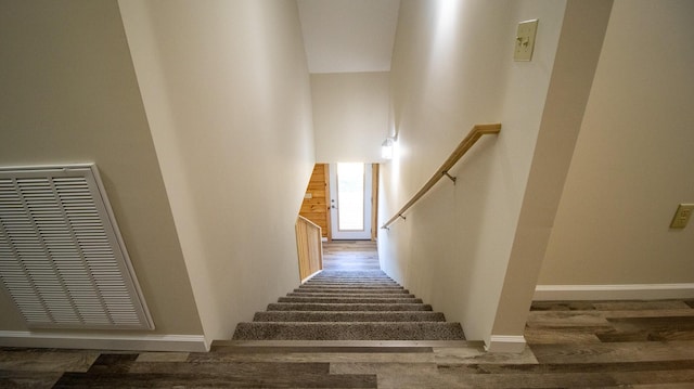 stairs with a high ceiling