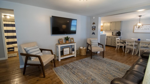living area with dark wood-style flooring