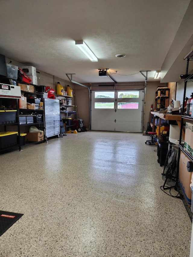 garage with a garage door opener