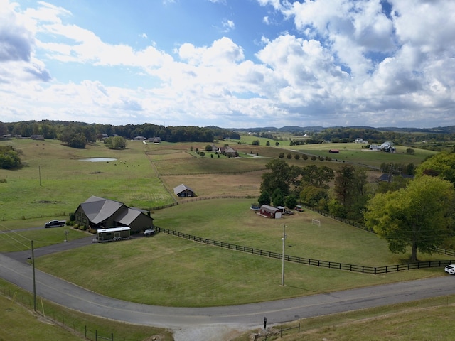 drone / aerial view featuring a rural view