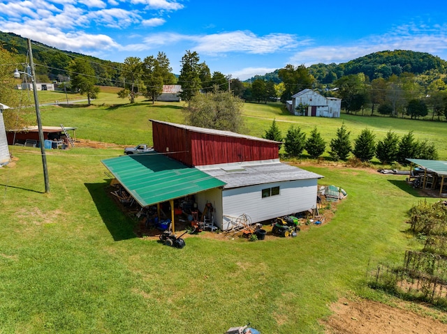 bird's eye view with a mountain view