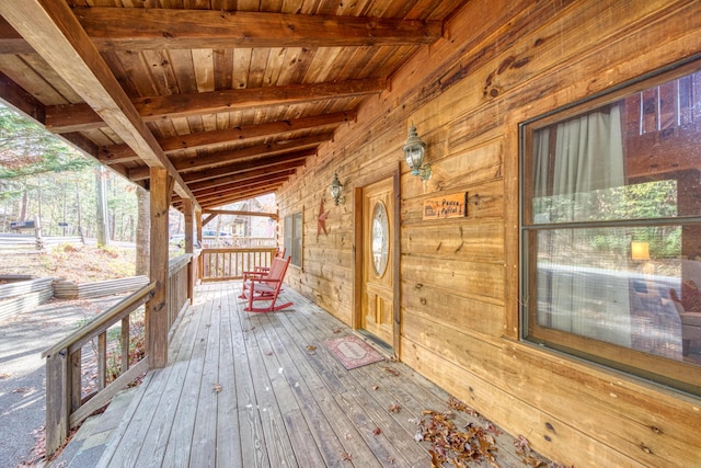 wooden deck with covered porch