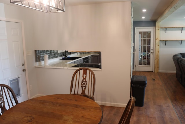 606 Caton St, Seymour, TN 37865 - dining area with dark wood-style flooring and recessed lighting