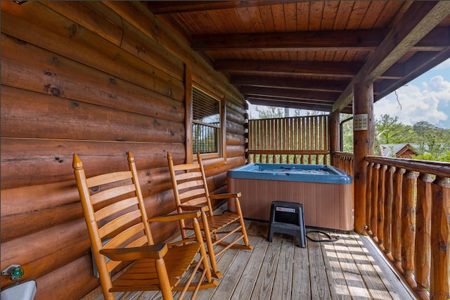 2040 Cougar Crossing Way, Sevierville, TN 37862 - wooden terrace featuring a hot tub