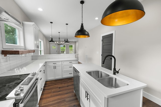 274A W Main St, Dandridge, TN 37725 - kitchen with stainless steel appliances, a sink, a kitchen island with sink, dark wood-style flooring, and recessed lighting