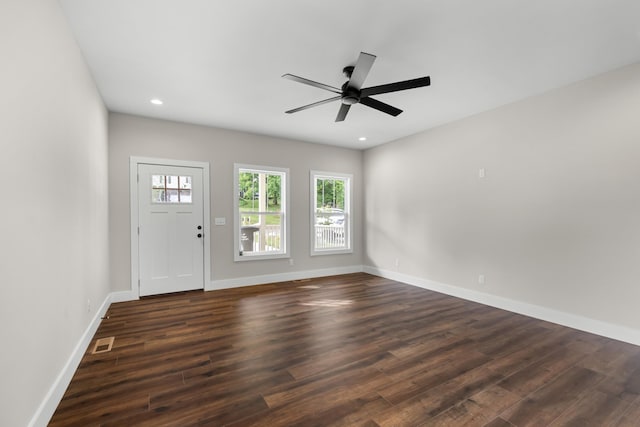 274A W Main St, Dandridge, TN 37725 - entryway with dark wood-type flooring, a ceiling fan, baseboards, and recessed lighting