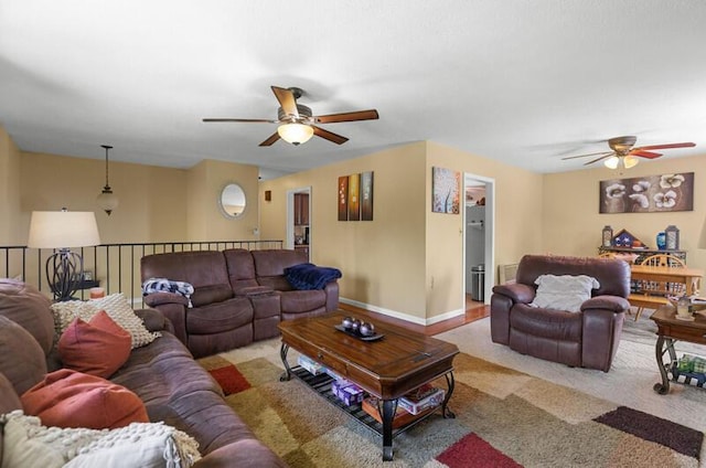 591 Phyllis Cir, Talbott, TN 37877 - living room featuring a ceiling fan and carpet