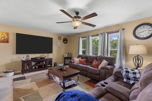 591 Phyllis Cir, Talbott, TN 37877 - living room with ceiling fan and carpet