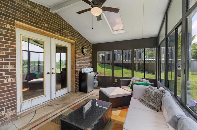 591 Phyllis Cir, Talbott, TN 37877 - sunroom / solarium featuring french doors, a ceiling fan, and outdoor lounge area