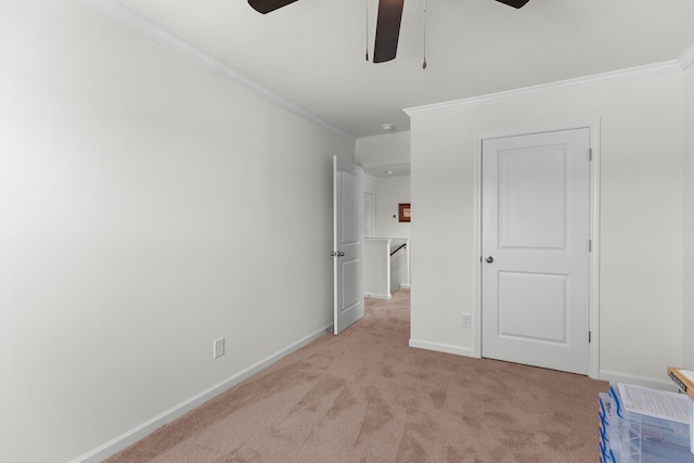 2909 Nicole Cir, Morristown, TN 37814 - unfurnished bedroom with light carpet, crown molding, baseboards, and ceiling fan