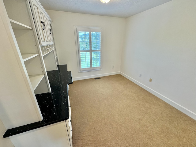 interior space featuring visible vents, baseboards, and carpet floors
