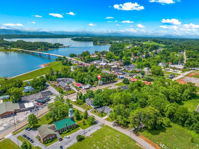 115 E Meeting St, Dandridge, TN 37725 - aerial overview of property's location with a water and mountain view