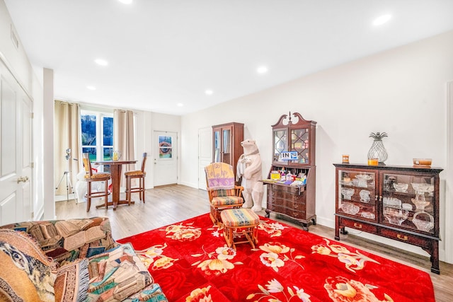 sitting room featuring light hardwood / wood-style floors